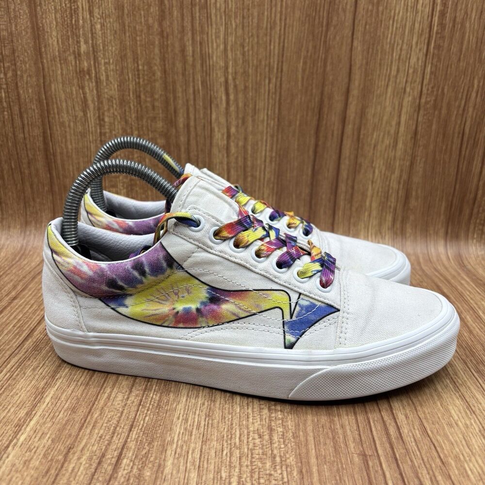 VANS Old Skool‎ Warp Canvas White Tie Dye Sneakers Shoes Men’s Size 6.5 womens 8